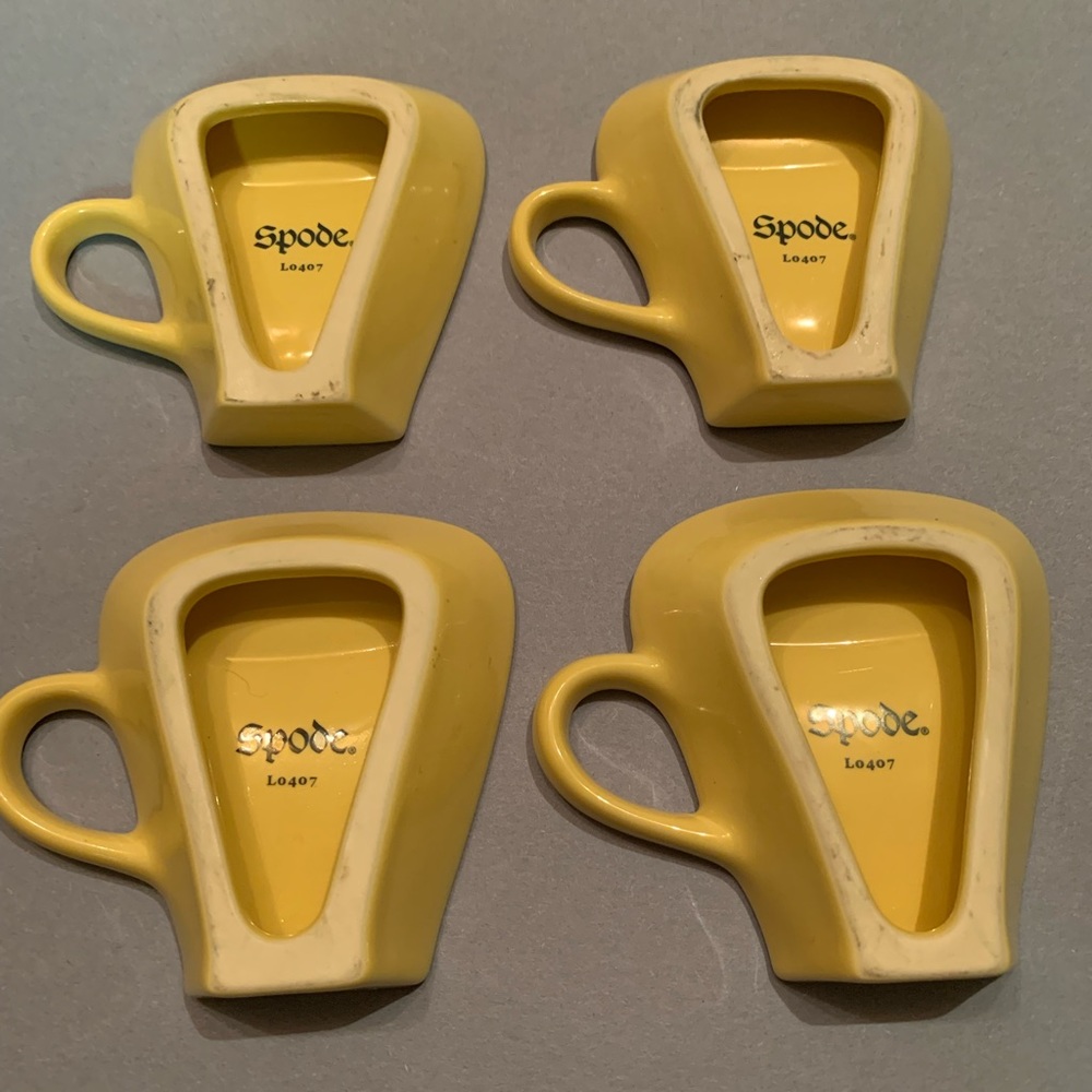 SPODE 4 Blue Room Garden Flowers Yellow Teacup Shaped Teabag/Spoon Rests L0407 - Picture 7 of 17